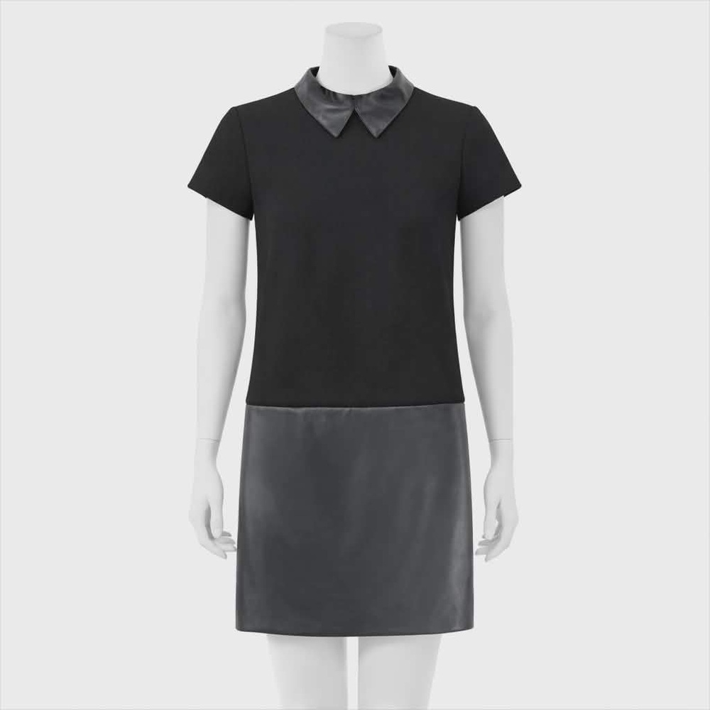 NWT. Size 6. Ann Taylor Black Mixed Media, Faux Leather & Knit Dress